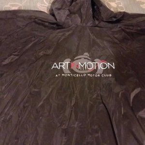 Monticello Motor Club Black Rain Poncho perfect with Tag Aqua Sheen